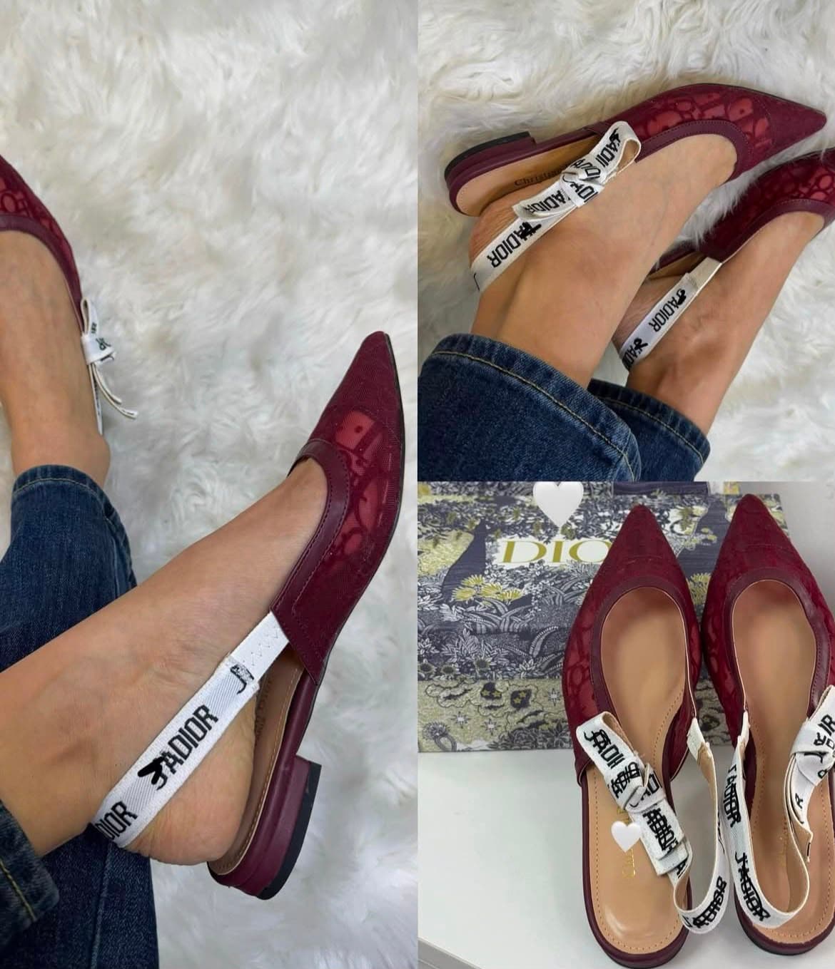 LACE DIOR MULES (FULLY BOXED)