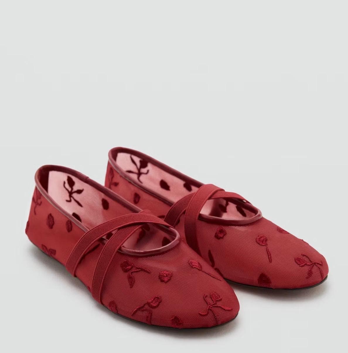 Zara Flower Embroidered Ballerina Flats (BIG FITTING) photo 3